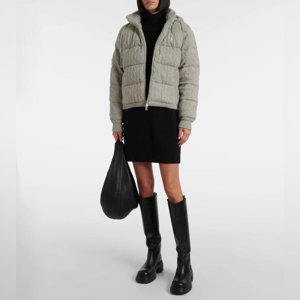 Polo Ralph Lauren Cable-knit wool and cashmere down jacket gray Size Large NWT - Picture 1 of 14